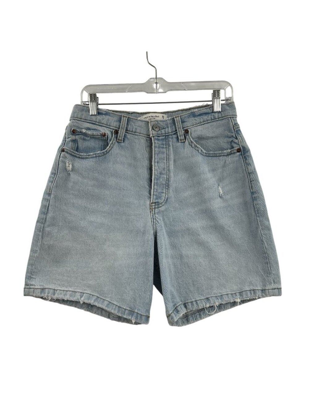 Abercrombie & Fitch 7"Dad Short High Rise Curve Love Distressed Denim Women 29/8